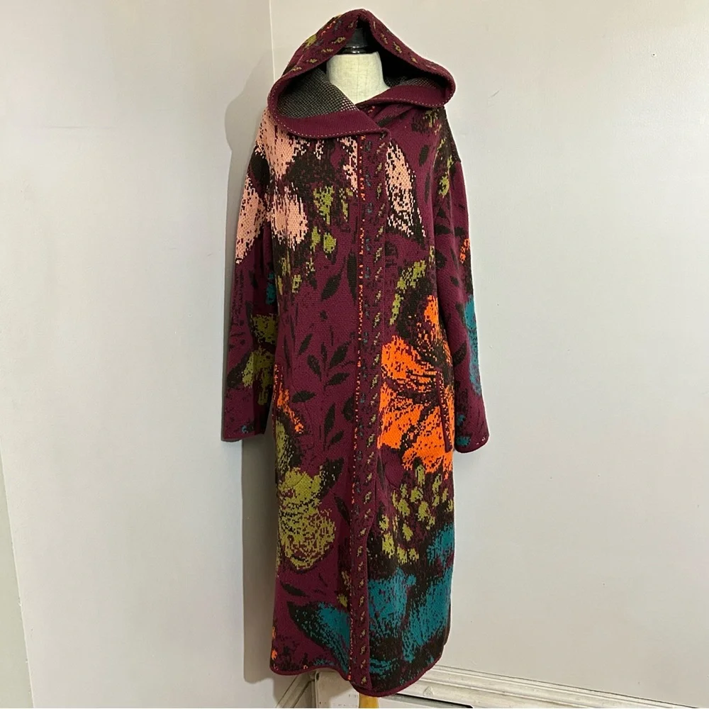 IVKO Floral Wool Cardigan Sweater Coat Large - Picture 3 of 14